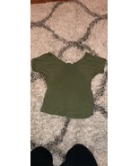 Old Navy Army Green Camo Split Slit Sleeve Cropped T-Shirt XS - £3.17 GBP