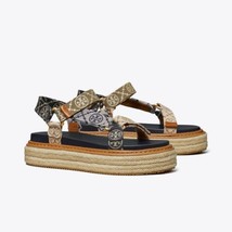 Tory Burch T Monogram Rope Sport Leather Sandal Multicolor Sz 8, NEW - £218.33 GBP