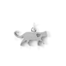925 Sterling Silver Lovely Kitty Cat Cutout Heart Charm Pet Lovers Pendant Gift - £22.63 GBP