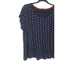 W5 Anthropologie Sailboat Top XL Womens Short Sleeve Blue White Pullover Crew - £15.69 GBP