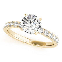 1.50CT Forever One Moissanite 4 Prong Yellow Gold Ring With Diamonds - $1,331.55