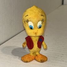 Vintage Looney Toons Felted Tweety Bird Figure Felt With Red Vest - $28.48