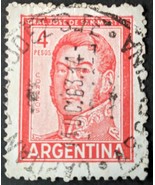 1962 Argentina José Francisco de San Martín (1778-1850) 4 Peso Postmark ... - $10.00