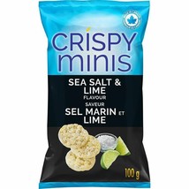 6 Bags Of Quaker Crispy Minis Sea Salt &amp; Lime Rice Chips 100g Each-Free ... - £27.23 GBP