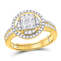 14kt Yellow Gold Princess Diamond Bridal Wedding Engagement Ring Set 1.00 Ctw - £1,198.01 GBP