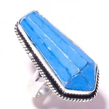 Blue Turquoise Gemstone Handmade Good Friday Gift Ring Jewelry 7.25&quot; SA 1677 - £4.14 GBP