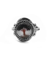 Mia Jewel Shop Tree of Life Mini Round Acrylic Chip Stone Inlay Silver Metal Rop - $18.80