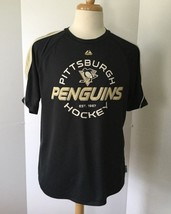 MAJESTIC Pittsburgh Penguins Black w/Beige Hockey Shirt (Size L) - £6.35 GBP