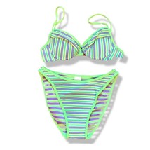 VINTAGE 1980&#39;s Scoop Cut High Waisted Leg Cut Bikini Set Hobie Small/Medium - $628.59 MXN