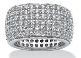 Pave Cz Multi Row Eternity Ring Band Platinum Sterling Silver 6 7 8 9 10 - £156.93 GBP