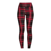 No Boundaries Junior&#39;s Red &amp; Black Plaid Sueded Ankle Leggings Size XL (15-17) - £7.61 GBP