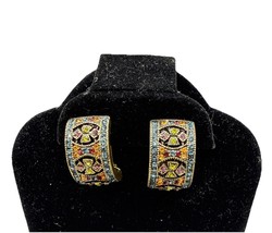 Heidi Daus Multicolored Crystal Earrings Kaleidoscope Haute Couture Huggie - $861.51 MXN