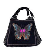 Vintage Early 2000s Boho Butterfly Beaded Velvet Tote Bag – Black Embroidered Sh - €25,70 EUR