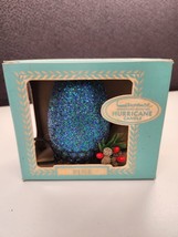 Vintage Laurence Miniature Blue/Green Pine Hurricane Candle Boxed Glitter W/Box - £10.57 GBP