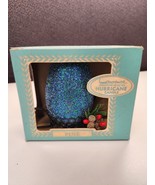 Vintage Laurence Miniature Blue/Green Pine Hurricane Candle Boxed Glitte... - £10.59 GBP