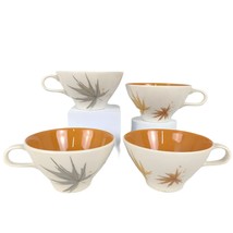 Set 4 Iroquois Ben Seibel HARVEST TIME Tea Cups c1958 Mid-Century Modern Leaves - £18.89 GBP