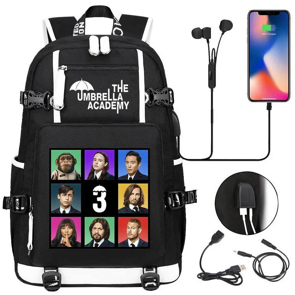 Hot The Umbrella Academy Backpack Girl Boy Schoolbag Large Capacity Laptop Bag W - $114.90