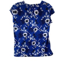 Hilary Radley Womens Floral Print Short Sleeve V-Neck Top Color Navy/Blue Size S - £34.10 GBP