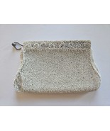 1929 Vintage Art Deco Clutch Beaded Microbead Antique White Talon Zipper & Mirro - $69.99