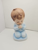 Vintage 1983 Lefton Hand Painted Praying Baby Boy Night Light Figurine NO CORD - $8.86