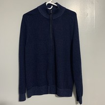 BROOKS BROTHERS EXTRA FINE MERINO LONG SLEEVE 1/4 ZIP Blues SWEATER L - $23.28