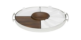 Mood Party by Christofle Stainless, Walnut Wood and Poorcelain Tray - New - £949.45 GBP