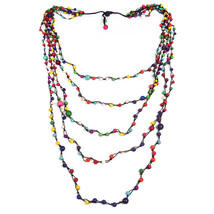 Mix Color Howlite Floating Bubbles Multi Layered Necklace - £13.84 GBP