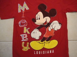 Vintage 90&#39;s Walt Disney Mickey Mouse Unlimited Louisiana Red T-Shirt Adult M - £25.05 GBP