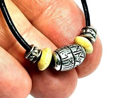 Rune Bead Norse Necklace Pendant  - May The Gods Protect You - Real Leather UK - £15.76 GBP