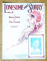 Lonesome and Sorrry Sheet Music 1921-featured Drury Lenington (tenor) - £1.17 GBP