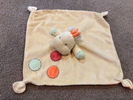 Carters OS Lovey Plush Yellow Giraffe Rattle Toy Baby Security Blanket Spots EUC - £11.10 GBP