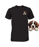 Funny St Bernard Dog Peeking Pocket Tshirt Cute Puppy Dog Lover Tee Prin... - $27.06 CAD+