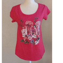 Lucky Brand Floral Graphic Tee Spell Out Flower T Shirt Small - £15.57 GBP