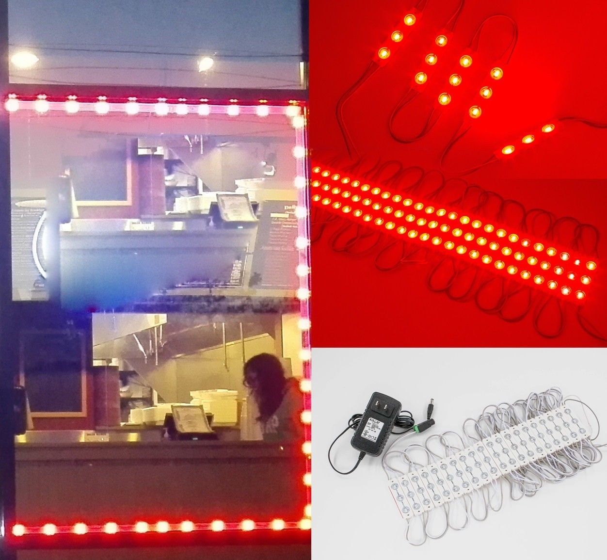 40ft Red STOREFRONT window LED LIGHT 5630 MODULE + UL Listed POWER