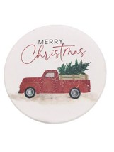 P. Graham Dunn Merry Christmas Xmas Red Truck Coaster Happy Holidays 4 Inch Dia - £10.50 GBP