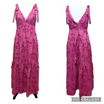 Marchesa Notte NWT Embroidered Tiered Sleeveless Maxi Dress Bow Strap Pi... - $372.13
