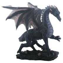 Medium Black Midnight Dragon Figurine Statue Fairy Tale Fantasy Mythical... - $36.79