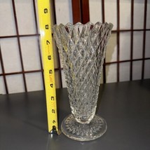 Indiana Glass Co. Diamond Point Brillant Cut Crystal Vintage Trumpet Style Vase - £4.65 GBP