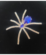 Vintage Unbranded Silver Tone Spider Brooch Pin Clear and Blue Rhineston... - £45.82 GBP