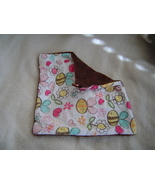 New Plush Tag Mini Security Blanket-Brown Bees and Flowers Handcrafted - £10.37 GBP