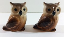 Vintage Ceramic Brown Owl Salt And Pepper Shakers Approx 2” High - £8.72 GBP