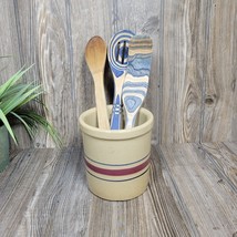 Vintage Robinson Ransbottom Red &amp; Blue Stripe Crock RRP Co Utensil Holder - £26.78 GBP