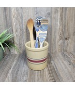 Vintage Robinson Ransbottom Red &amp; Blue Stripe Crock RRP Co Utensil Holder - $35.00