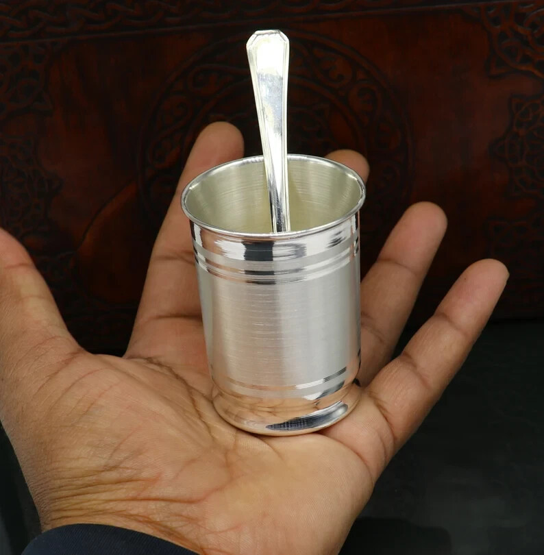 999 pure silver Water/milk tumbler, silver vessel,silver baby set utensils sv111 Item image 2