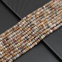 High-Quality Natural Crazy Lace Agate - 4x6mm Rondelle Smooth Beads - Sku#U1968 - $8.00