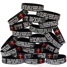 50 Religious Bracelets John 3:16 - Debossed Color Filled Silicone Wristbands - £30.48 GBP