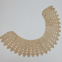 Vintage Beige Tan Handmade Crochet Collar 19&quot; Neck x 4&quot; Wide - $13.10