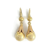 Vintage 1960&#39;s Italian Gold Ball Dangle Drop Earrings 14K Yellow Gold, 4.43 Gram - £555.55 GBP