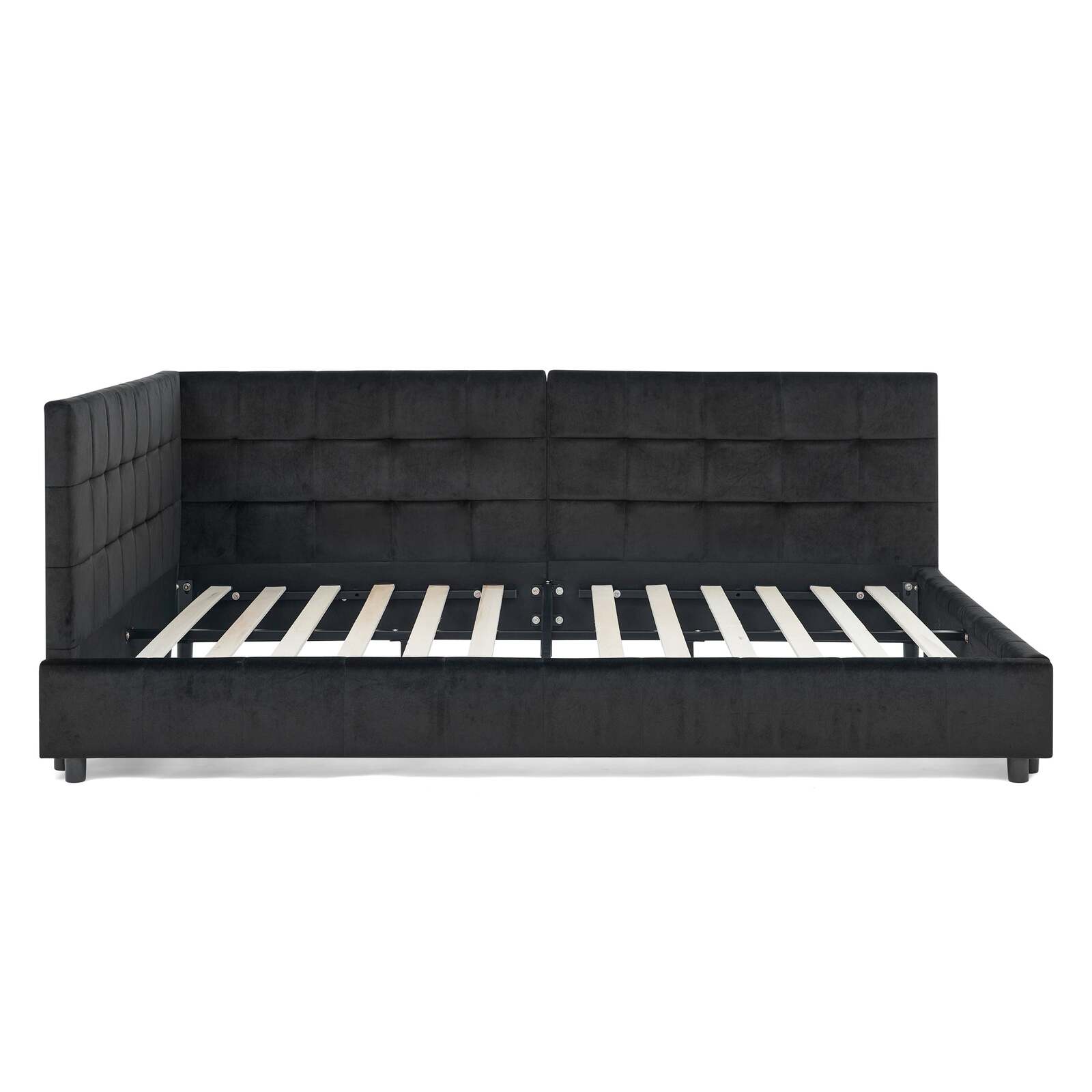 Full Size Upholstered Tufted Bed Frame Velvet Black Sofa Item image 11