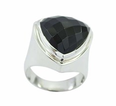 General 925 Sterling Silver Grand Natural Black Ring, Black Onyx Black Stone Sil - $29.69